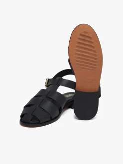 Amelia Fisherman Sandal Black Vachetta Leather