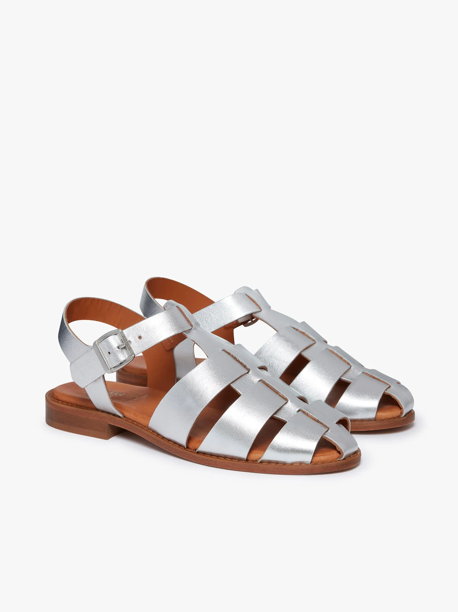 Amelia Fisherman Sandal Silver Metallic Leather