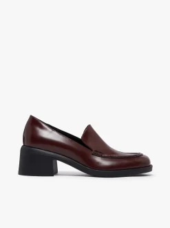 Anna Venetian Loafer Heels Wine Leather