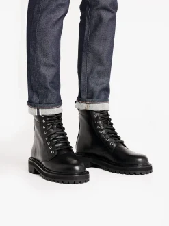 Benson Combat Boots Black Leather