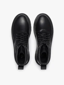Benson Combat Boots Black Leather