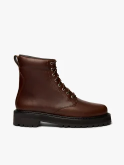 Benson Combat Boots Dark Brown Leather