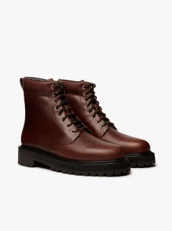 Benson Combat Boots Dark Brown Leather