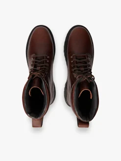 Benson Combat Boots Dark Brown Leather
