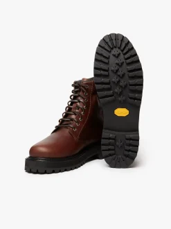 Benson Combat Boots Dark Brown Leather