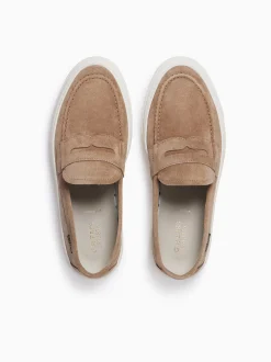 Buxton Penny Loafers Tan Suede