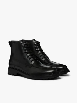 Chase Moc Toe Boots Black Leather