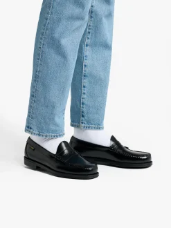 Easy Weejuns Larson Flag Penny Loafers Black Leather