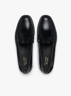 Easy Weejuns Larson Flag Penny Loafers Black Leather