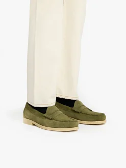 Easy Weejuns Larson Penny Loafers Light Green Suede