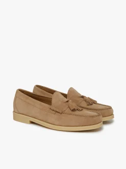 Easy Weejuns Lennox Tassel Loafers Off White Suede