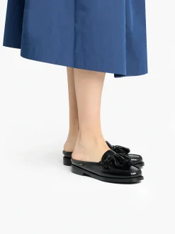 Easy Weejuns Tetra Tassel Slides Black Leather