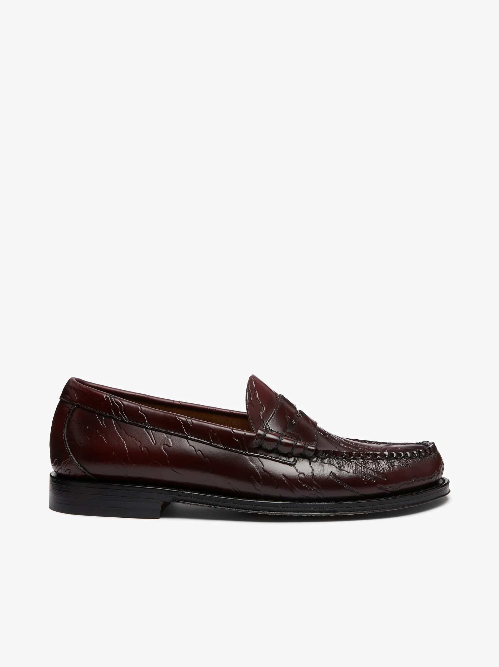 G.H.BASS x Maharishi Larson Penny Loafers Wine Embossed Leather