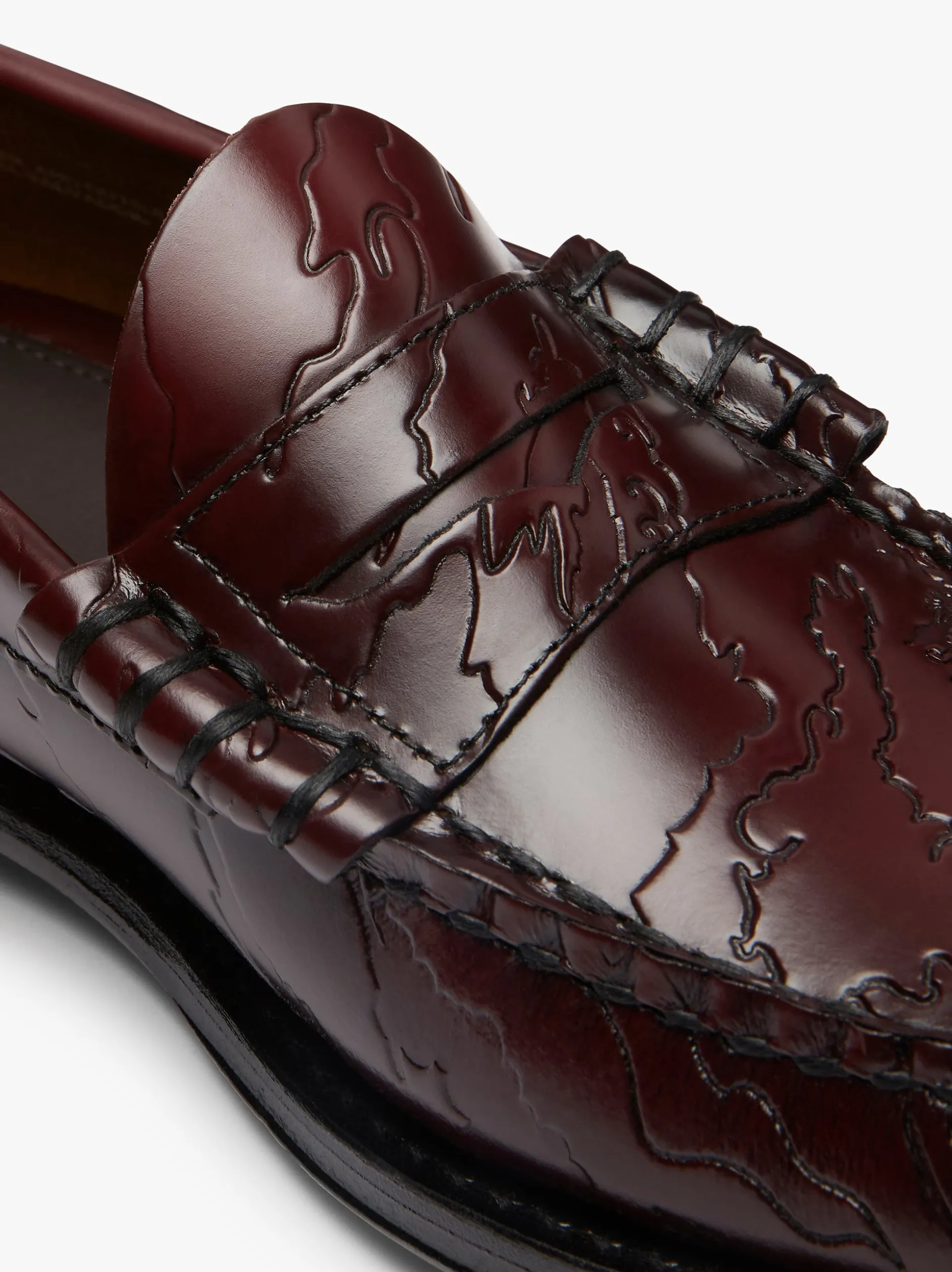 G.H.BASS x Maharishi Larson Penny Loafers Wine Embossed Leather