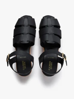 Helena Platform Sandals Black Leather