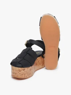 Helena Platform Sandals Black Leather