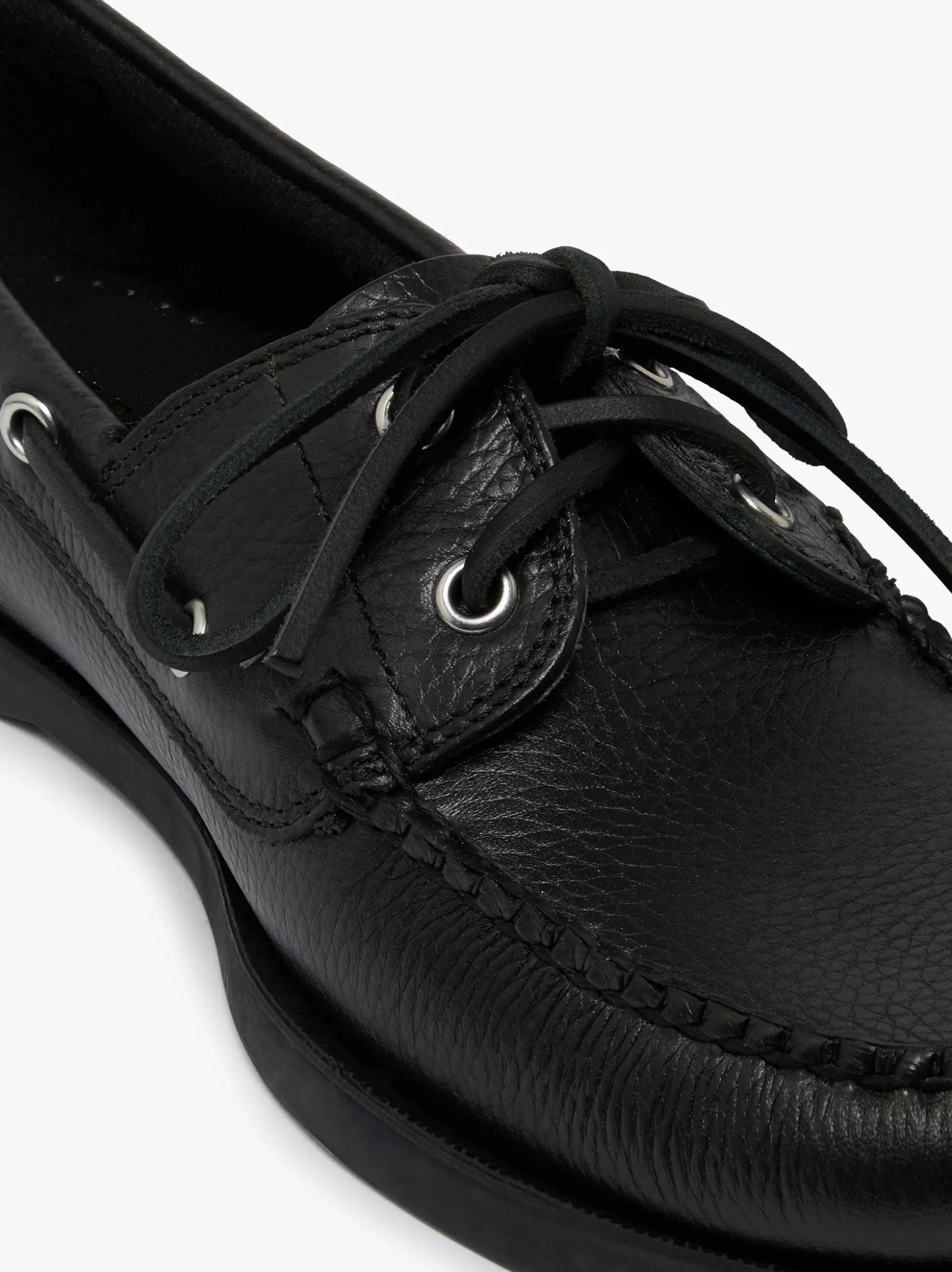 Jetty II 2 Eye Boat Shoes Black Tumbled Leather