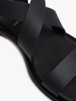 Marina Ankle Strap Sandal Black Leather