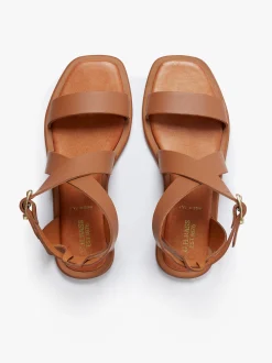 Marina Ankle Strap Sandal Tan Leather