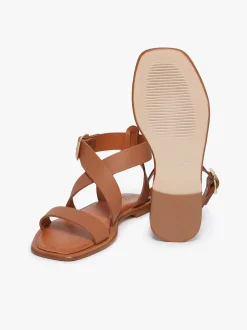 Marina Ankle Strap Sandal Tan Leather