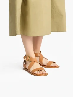 Marina Ankle Strap Sandal Tan Leather