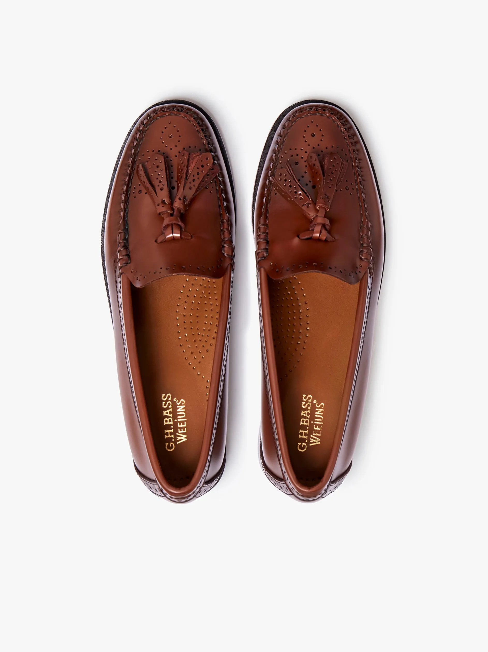 Weejuns Estelle Brogue Tassel Loafers Cognac Leather