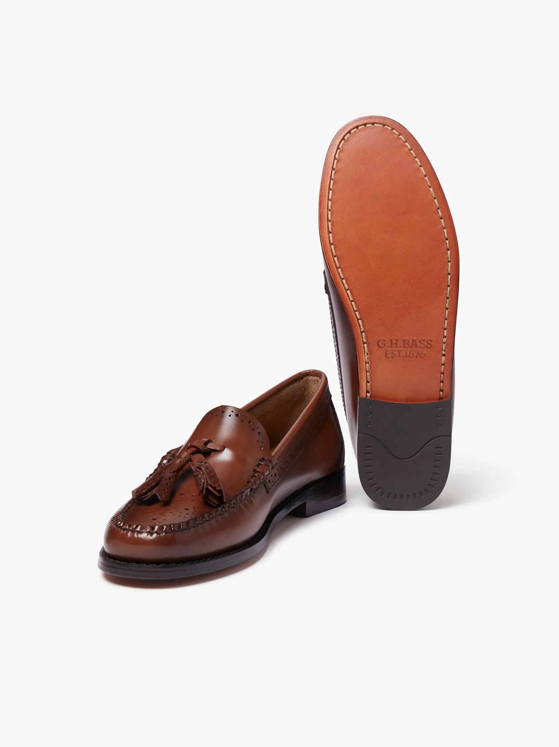 Weejuns Estelle Brogue Tassel Loafers Cognac Leather