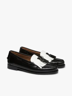 Weejuns Esther Kiltie Tassel Loafers Black & White Leather