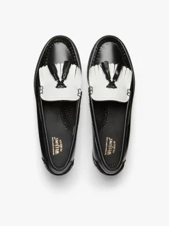 Weejuns Esther Kiltie Tassel Loafers Black & White Leather