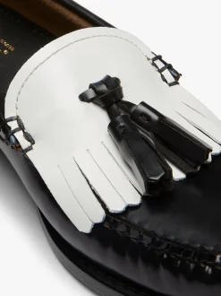 Weejuns Esther Kiltie Tassel Loafers Black & White Leather