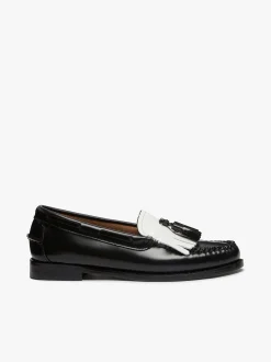 Weejuns Esther Kiltie Tassel Loafers Black & White Leather