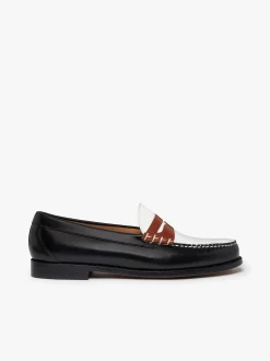 Weejuns Larson Colour Block Loafers Soft black, white and cognac leather