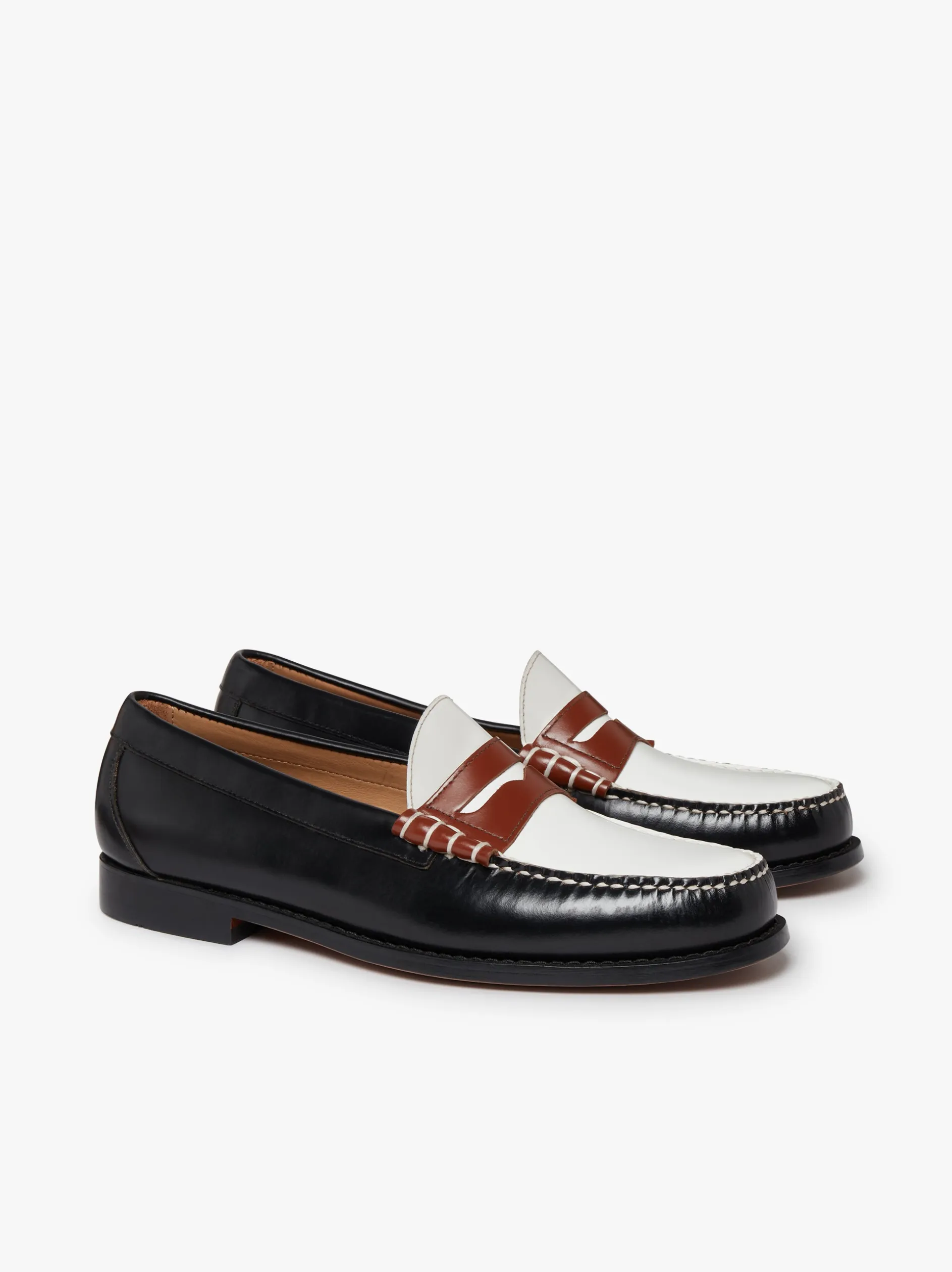 Weejuns Larson Colour Block Loafers Soft black, white and cognac leather