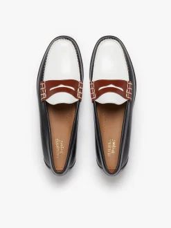 Weejuns Larson Colour Block Loafers Soft black, white and cognac leather
