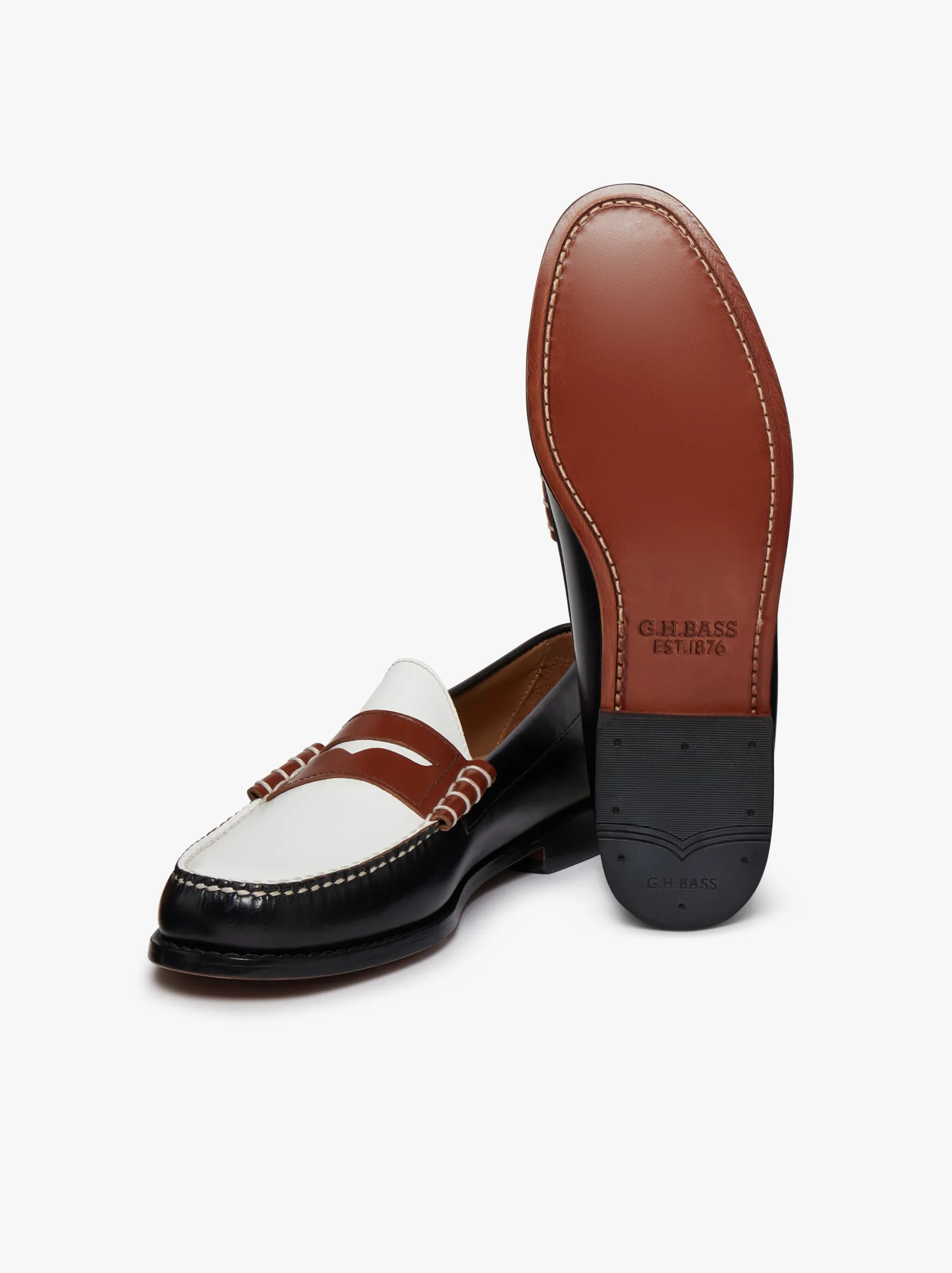 Weejuns Larson Colour Block Loafers Soft black, white and cognac leather