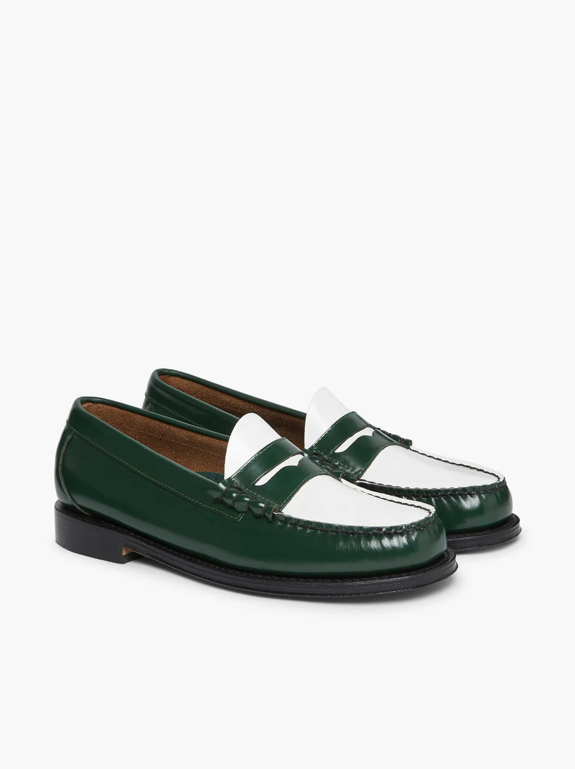 Weejuns Larson Penny Loafers Green & White Leather
