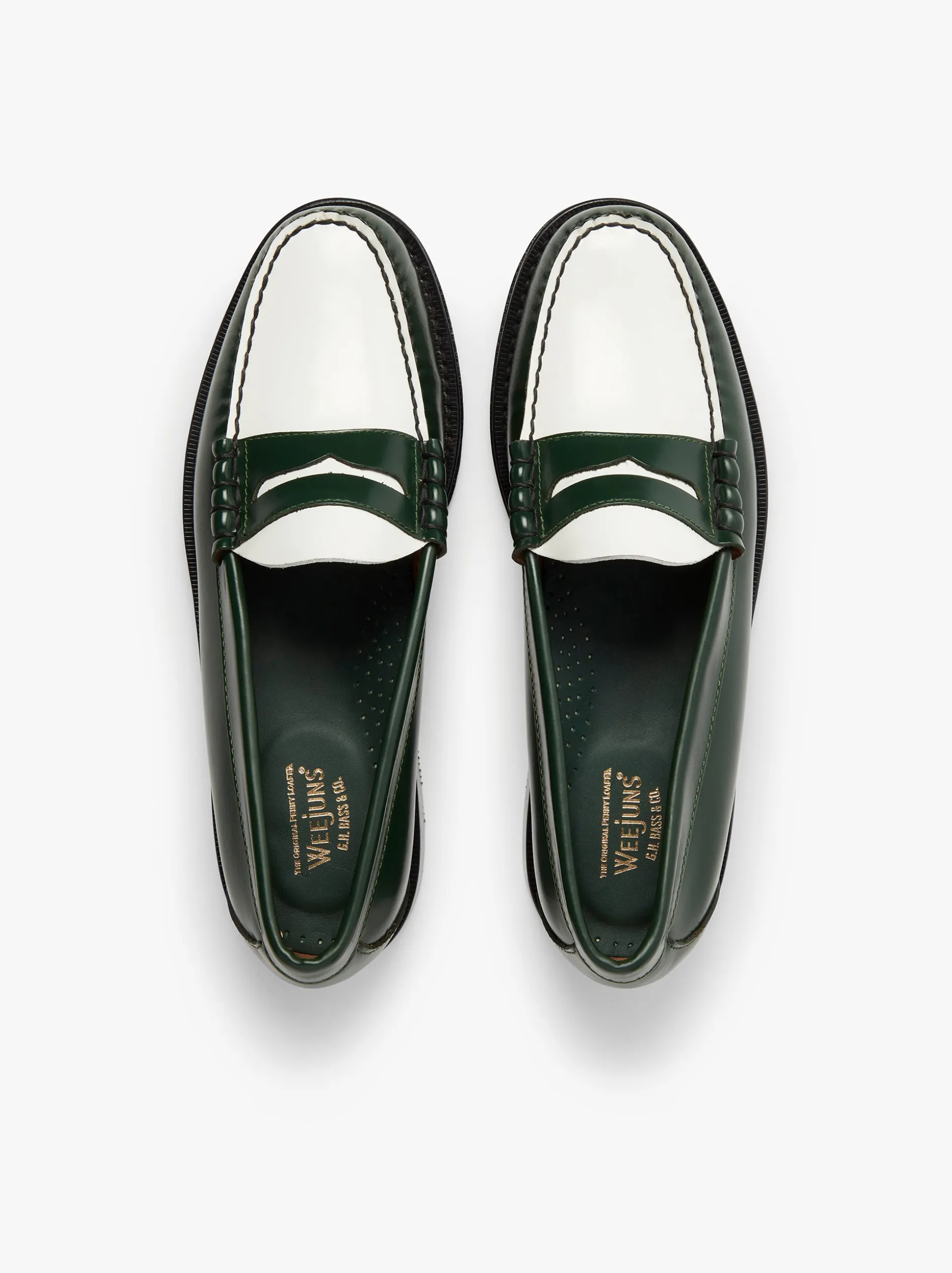 Weejuns Larson Penny Loafers Green & White Leather
