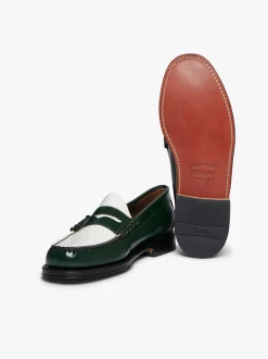 Weejuns Larson Penny Loafers Green & White Leather