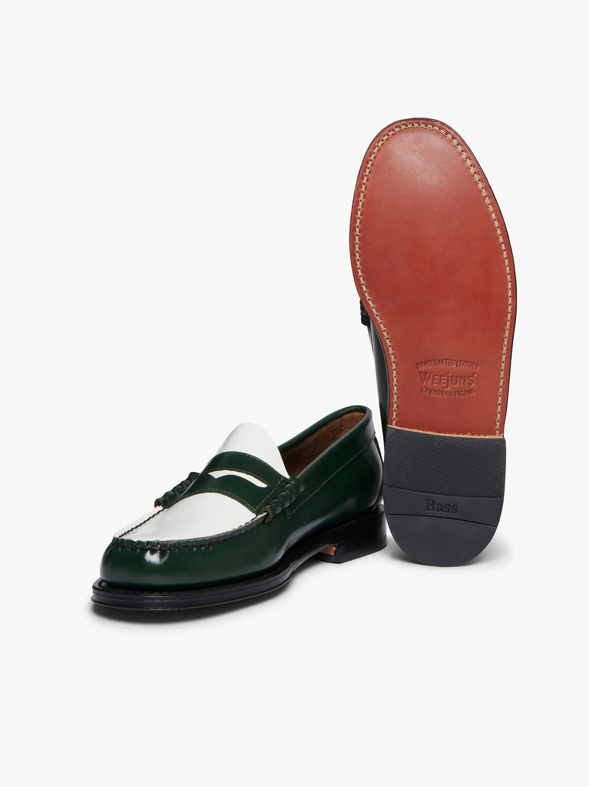 Weejuns Larson Penny Loafers Green & White Leather
