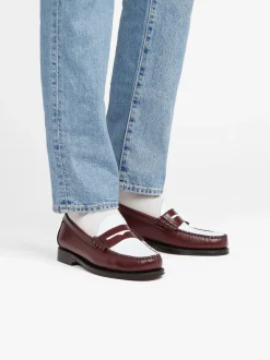 Weejuns Larson Penny Loafers Wine & White Leather