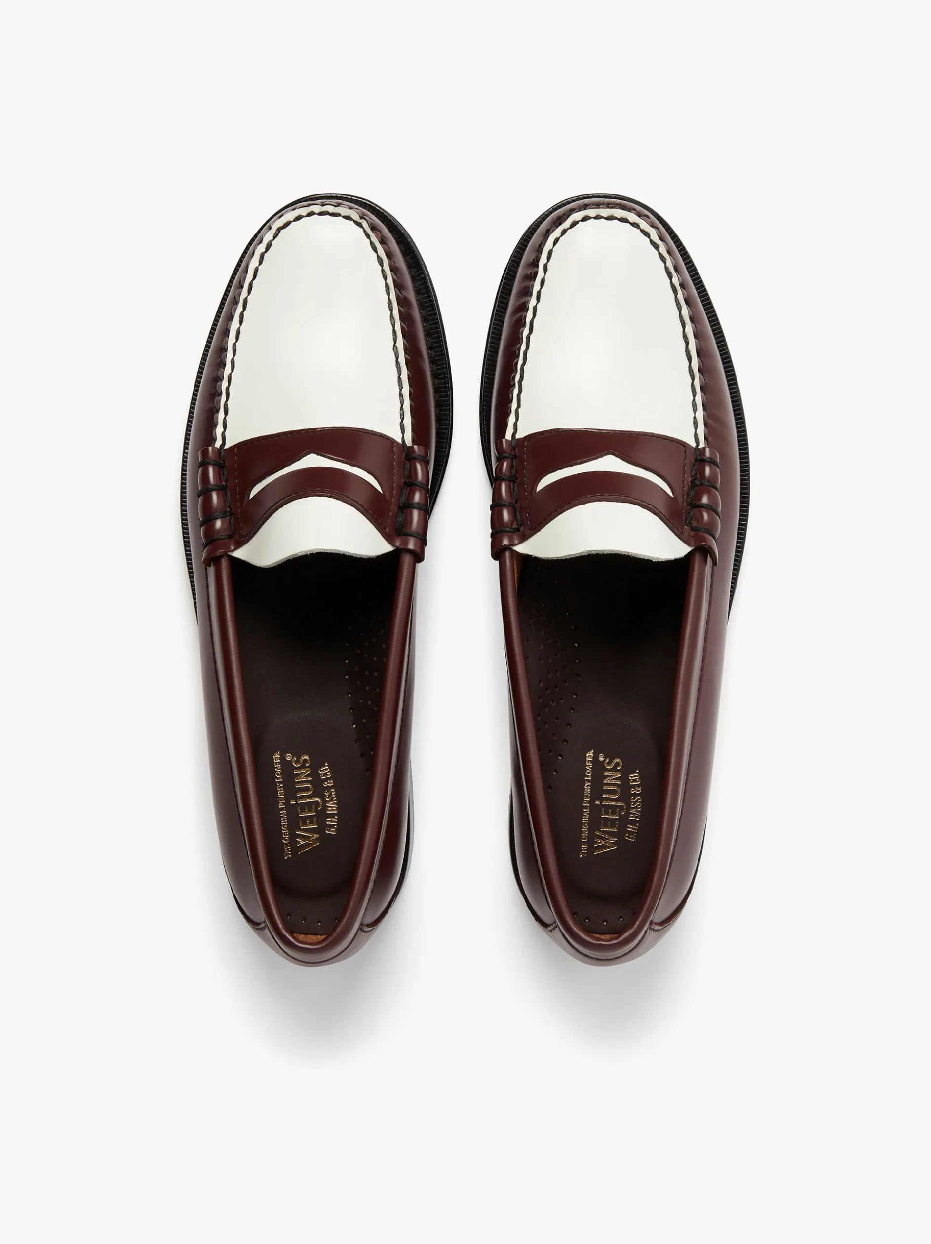 Weejuns Larson Penny Loafers Wine & White Leather