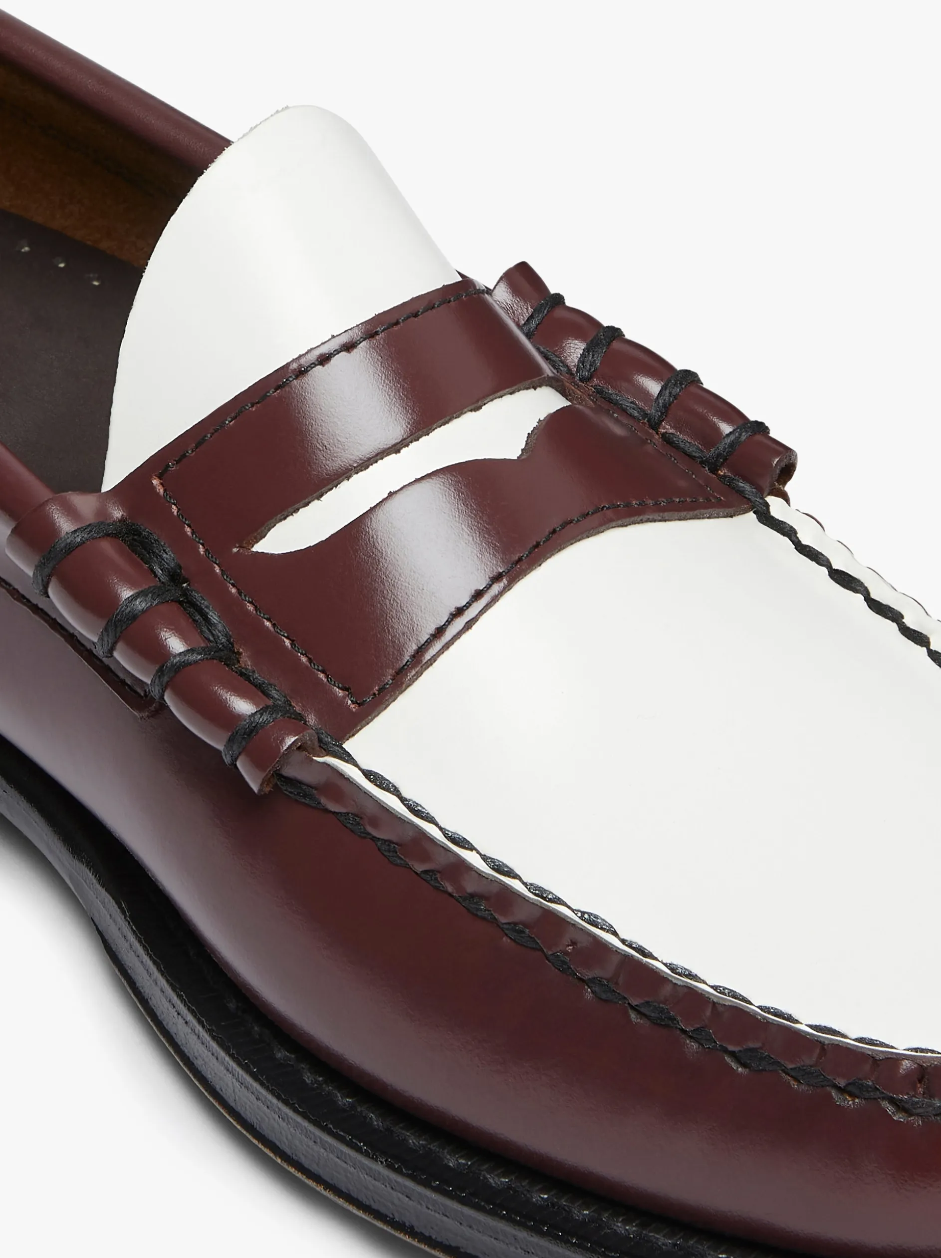 Weejuns Larson Penny Loafers Wine & White Leather