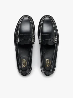 Weejuns Larson Penny Loafers Contrast Stitch Black Leather