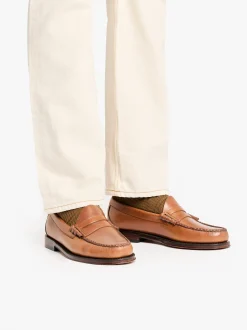 Weejuns Larson Penny Loafers Tan pull up leather