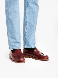 Weejuns Larson Penny Loafers Wine pull up leather