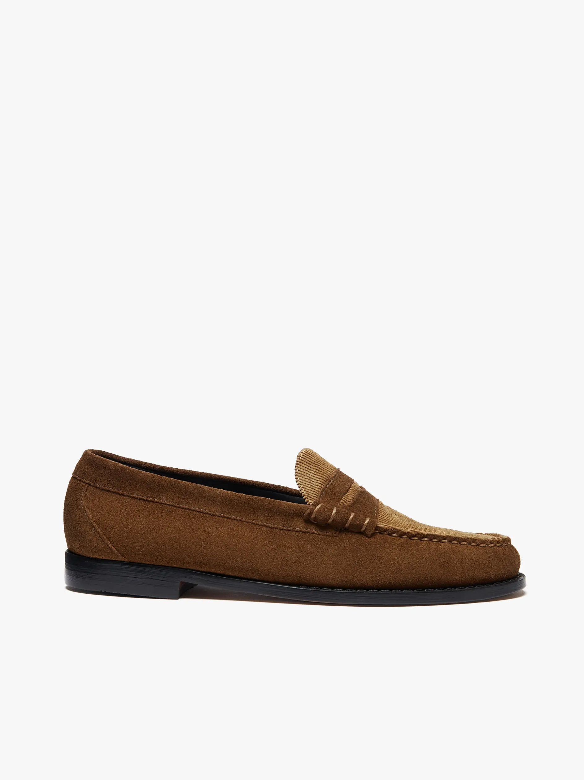 Weejuns Larson Penny Loafers Dark Brown Suede and Brown Corduroy