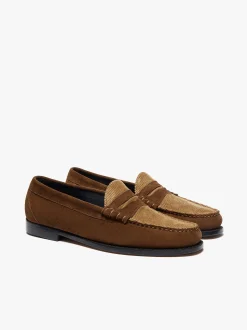Weejuns Larson Penny Loafers Dark Brown Suede and Brown Corduroy