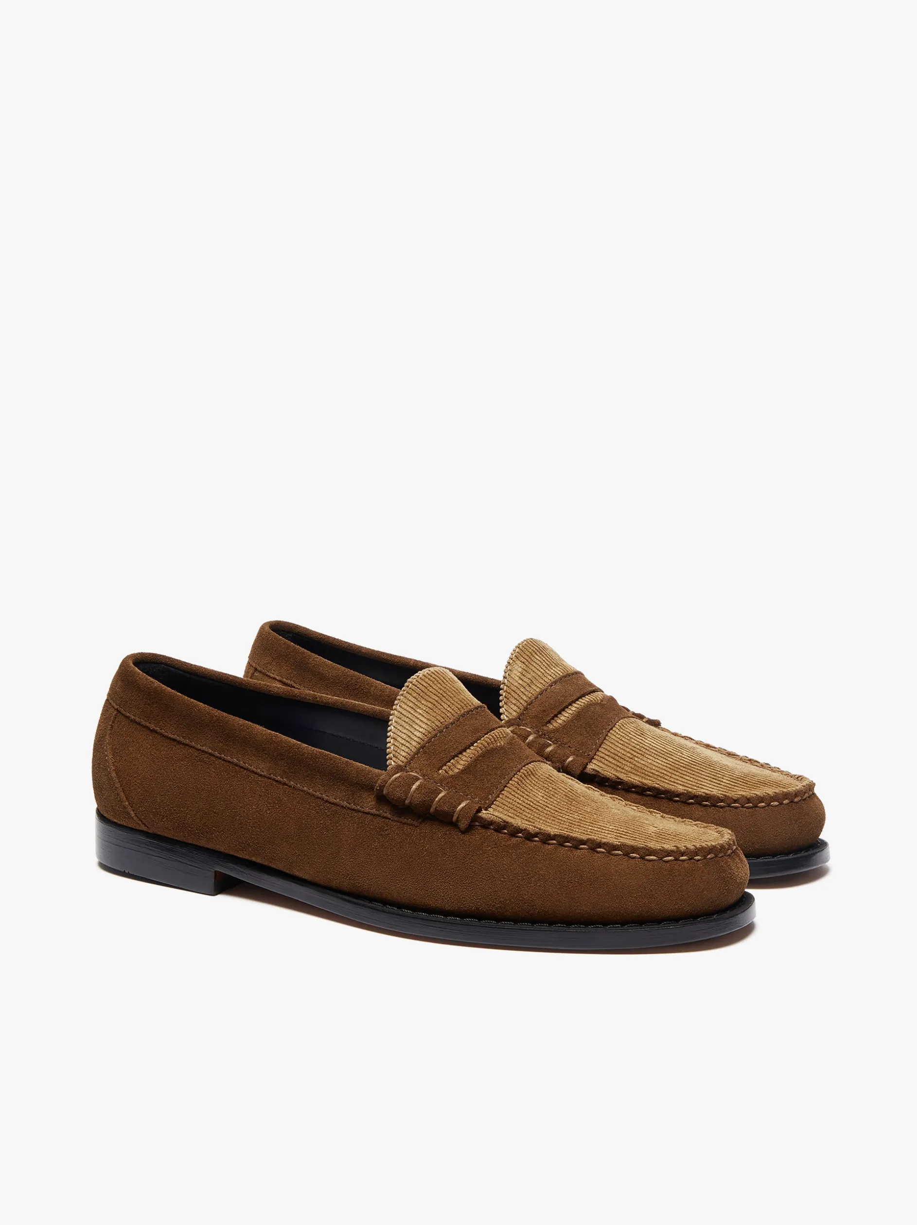 Weejuns Larson Penny Loafers Dark Brown Suede and Brown Corduroy