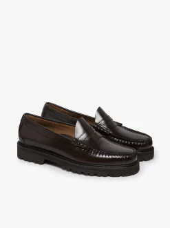 Weejuns Lug Larson Penny Loafers Chocolate leather with lug sole