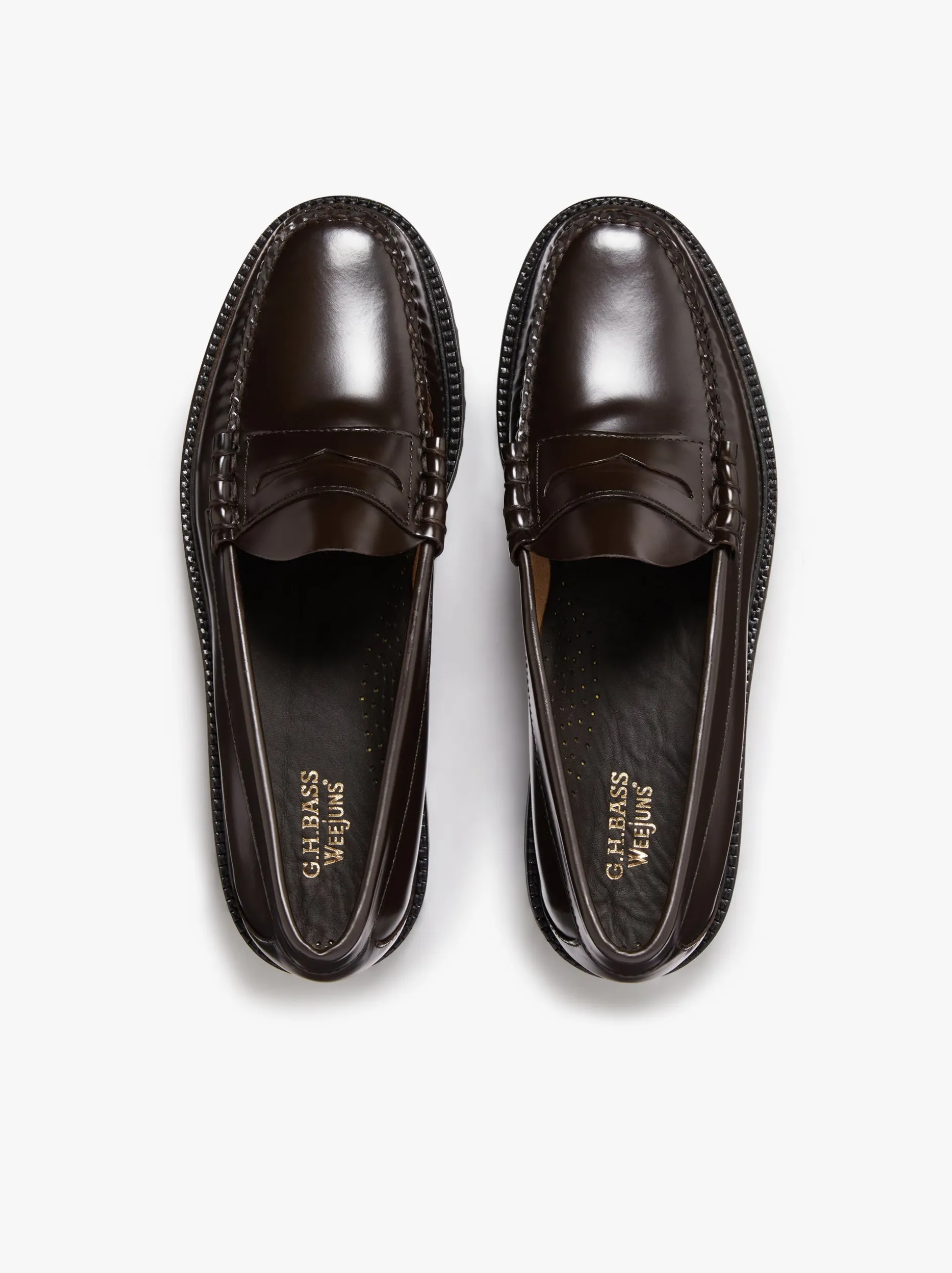 Weejuns Lug Larson Penny Loafers Chocolate leather with lug sole